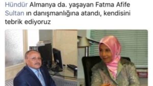 Prenses Fatma Afife Gürsoy’a ve Cuma Hündür’e UYGAD’dan tebrik mesajı
